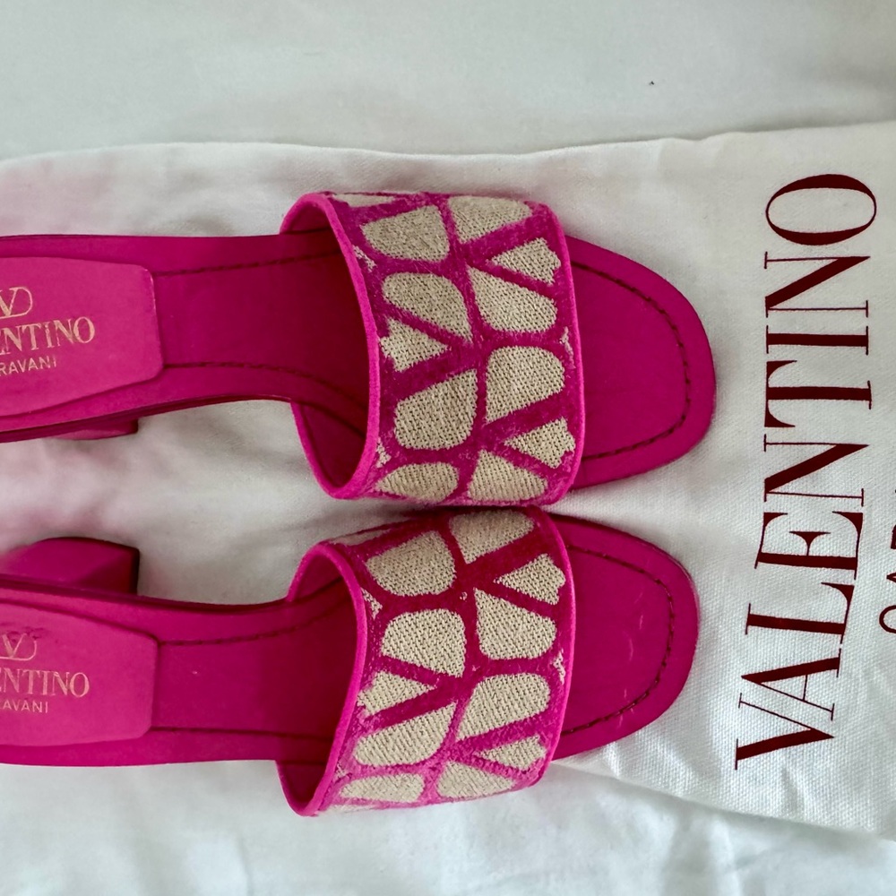 Valentino Fuchsia and Cream Mules Used